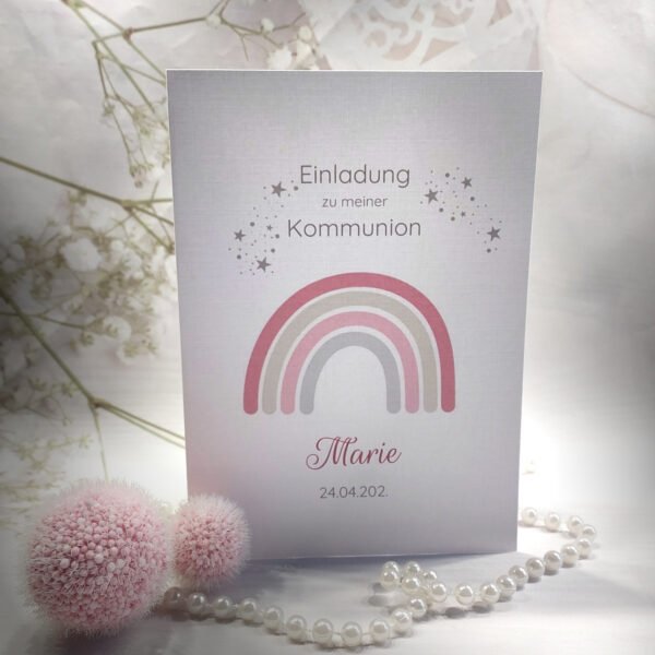 Einladungskarte "Regenbogen" zur Konfirmation oder Kommunion incl. Umschlag zum kleinen Preis! Design K15