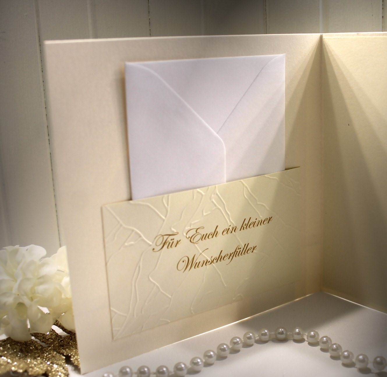 Glückwunschkarte zur Goldenen Hochzeit - äußerst edle Materialien mit Geldgeschenke Umschlag Design 100 – Bild 2