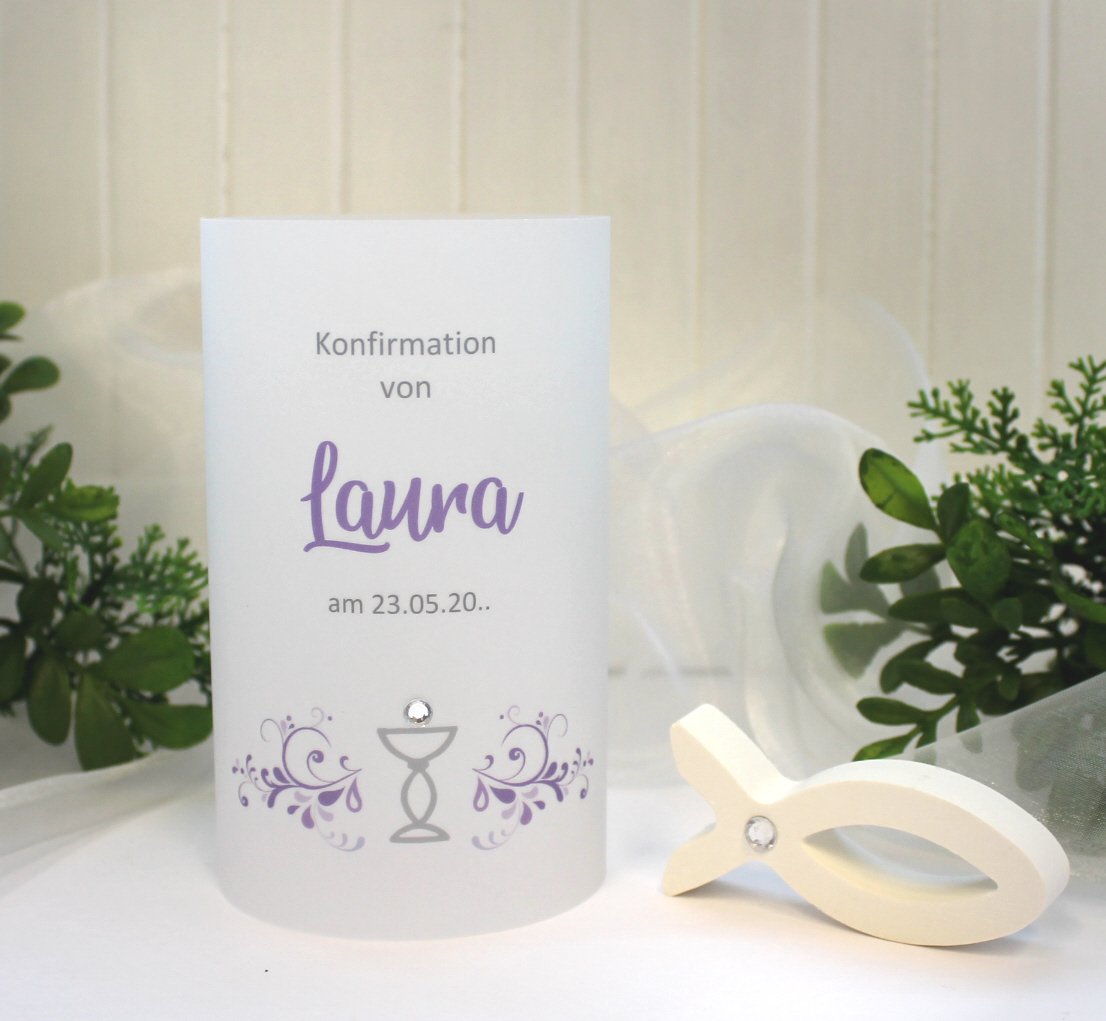 Lichthülle, Windlicht Pergament "Kelch" Konfirmation, Kommunion oder Taufe Design 108 – Bild 3