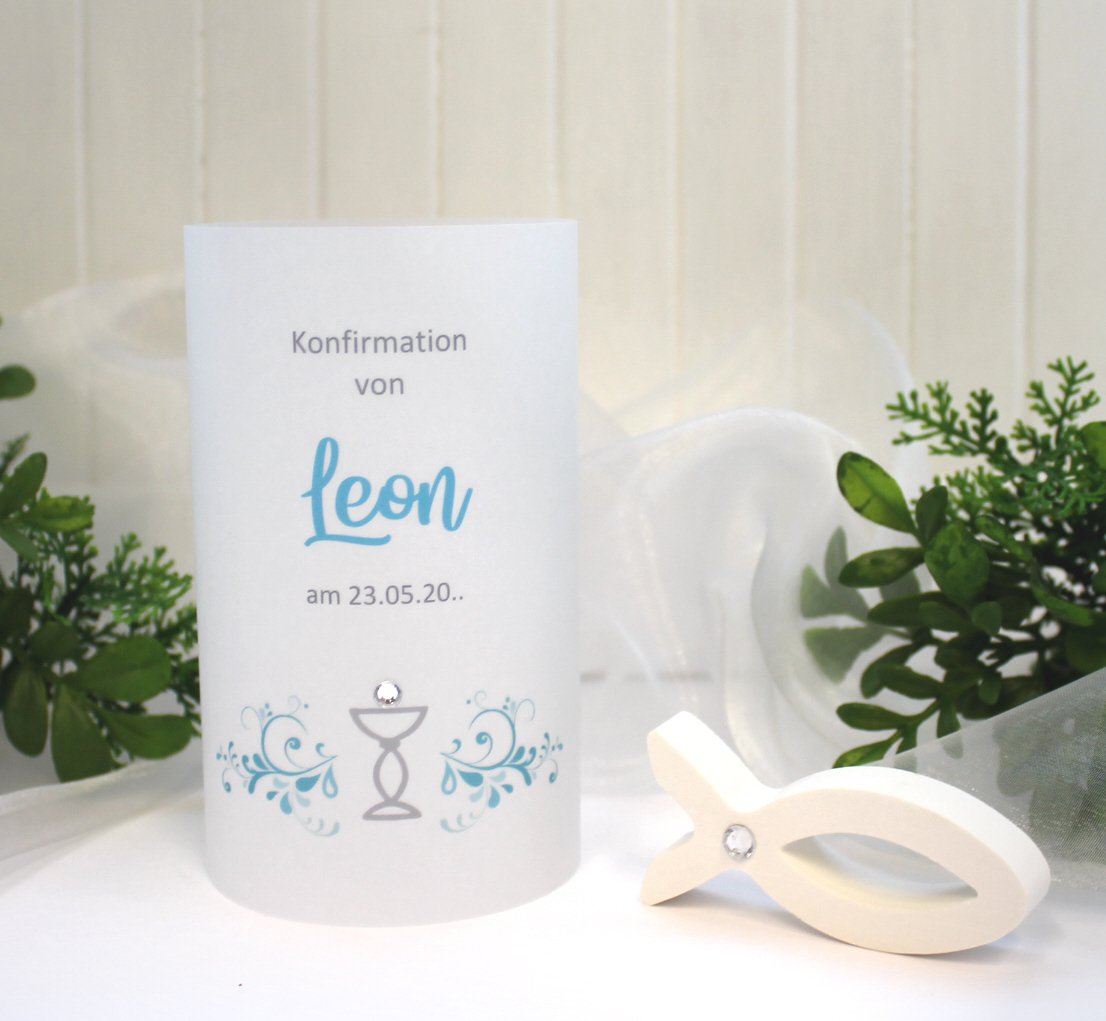 Lichthülle, Windlicht Pergament "Kelch" Konfirmation, Kommunion oder Taufe Design 108 – Bild 2
