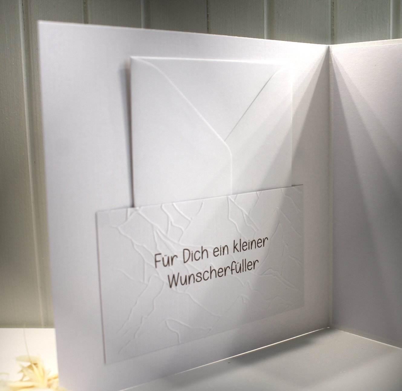 Glückwunschkarte zum Geburtstag "Holzoptik Blüten blau" mit Personalisierung und auf Wunsch als Geldgeschenk Design 119 – Bild 2