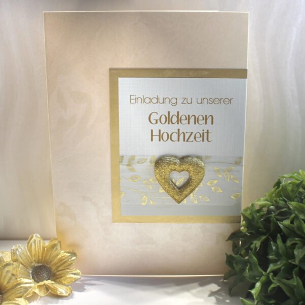 Einladung zur Goldenen Hochzeit "Herz" incl. Umschlag Design 12820
