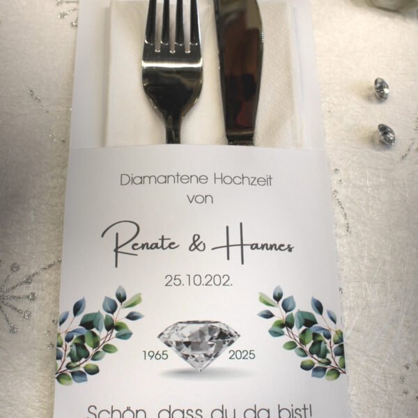 Bestecktasche zur "Diamant Hochzeit" Diamant Design 12827