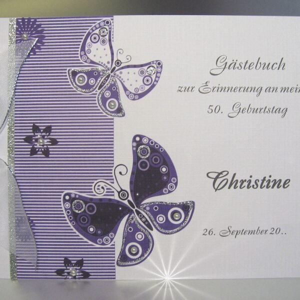 Gästebuch 13016 Schmetterling in 3 Farben, A5