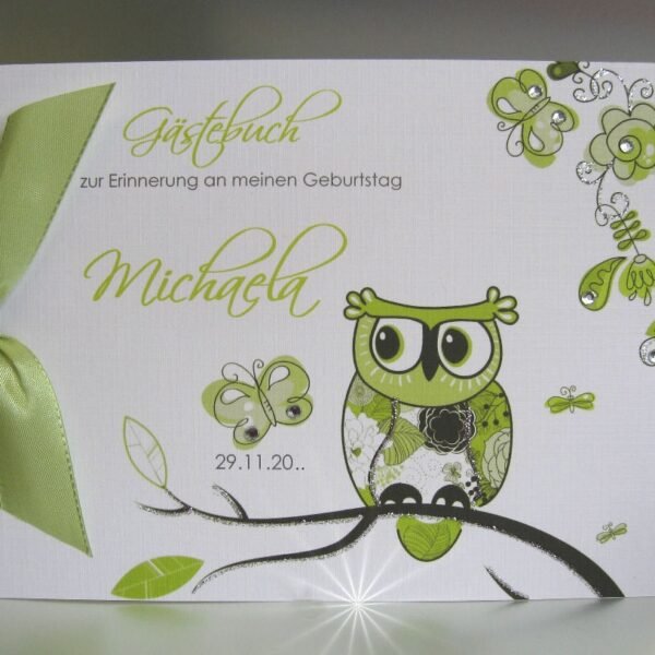 Gästebuch 13016 Eule in 2 Farben, A5