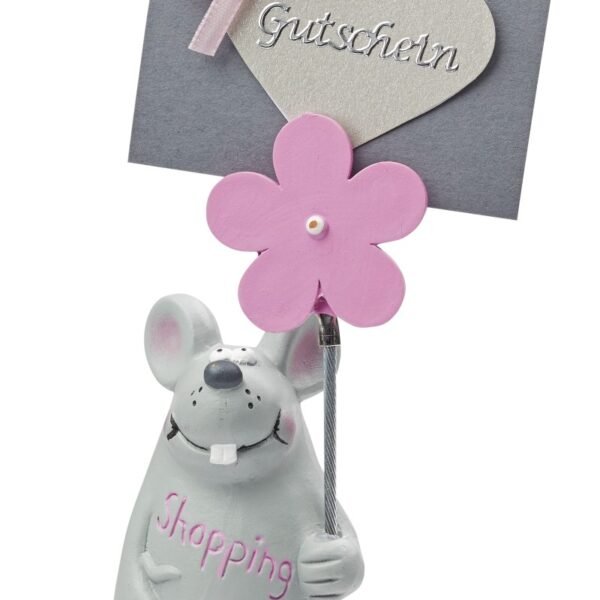 Maus "Shopping" mit Blumenclip ideal für Geldgeschenke 3870415