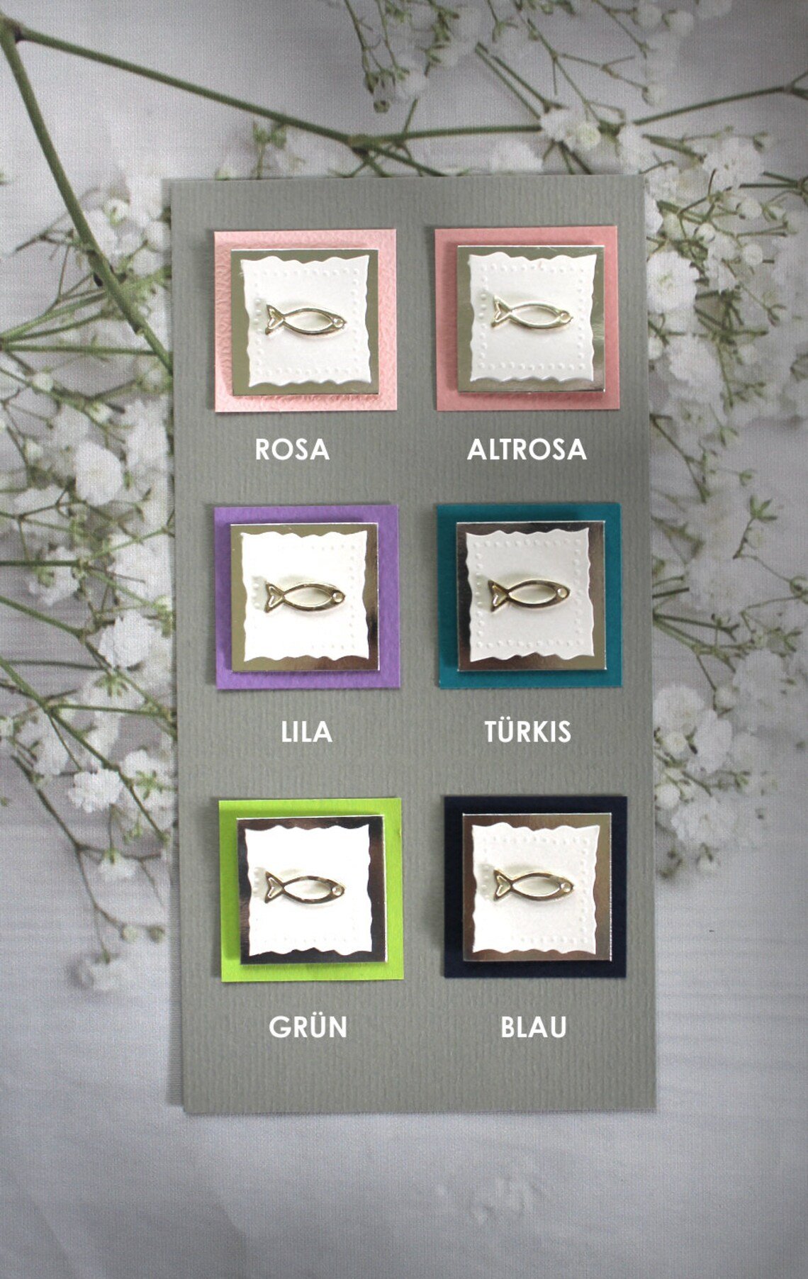 Bestecktasche zur Konfirmation - Kommunion oder Taufe "Fisch" sehr elegant Design 5003 – Bild 2