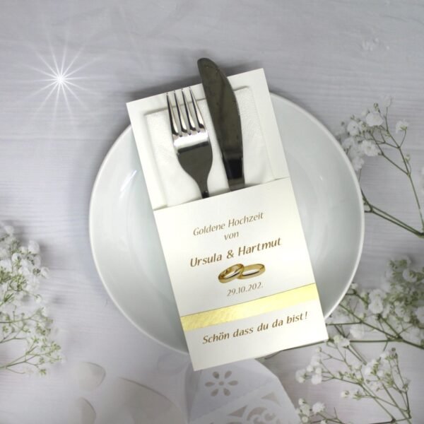 Bestecktasche zur "Goldenen Hochzeit" personalisiert, Design 7102