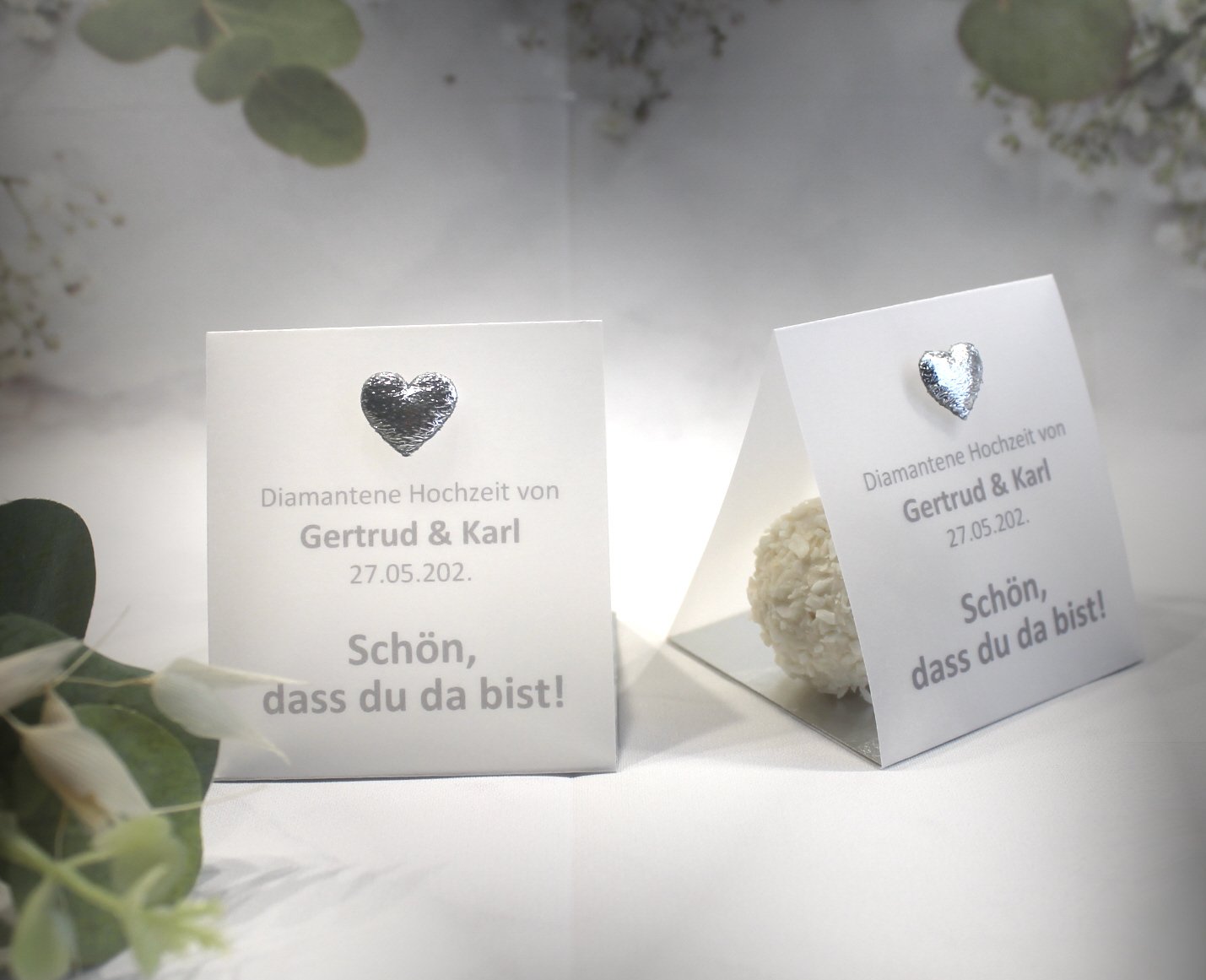 Gastgeschenk zur Diamantenen Hochzeit mit Pergament, Schön dass du da bist, für jeden Gast, zum kleinen Preis! Design 900 OHNE INHALT!! – Bild 6