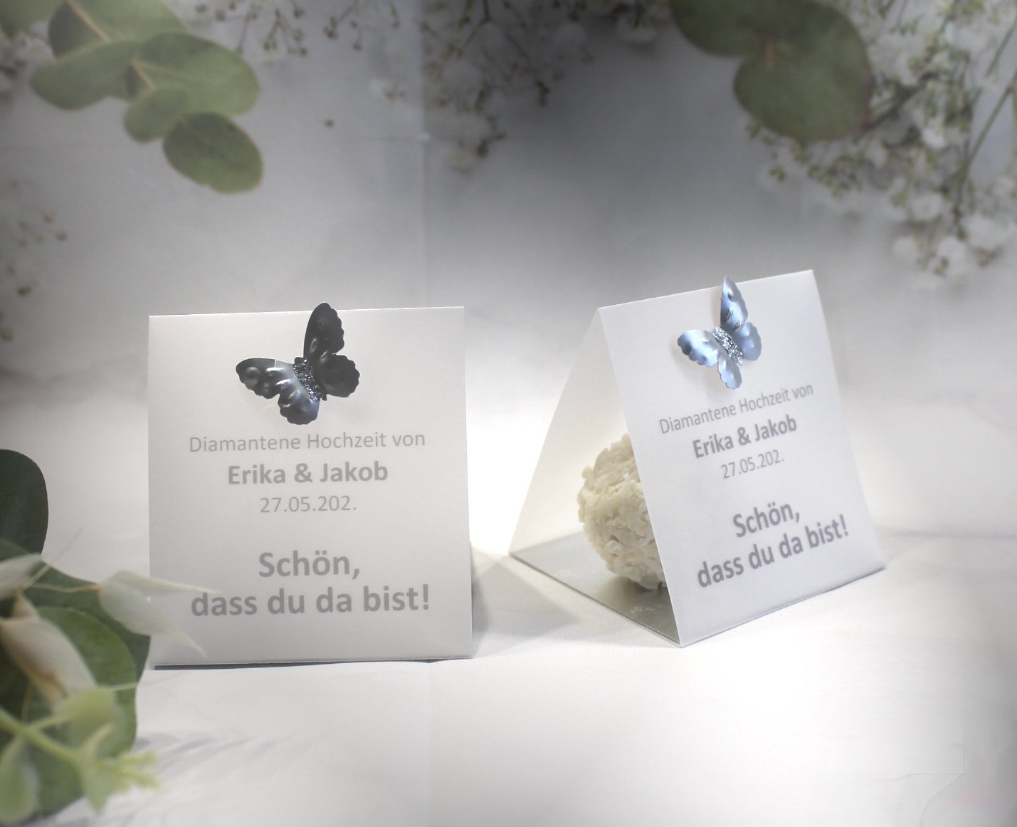 Gastgeschenk zur Diamantenen Hochzeit mit Pergament, Schön dass du da bist, für jeden Gast, zum kleinen Preis! Design 900 OHNE INHALT!! – Bild 3