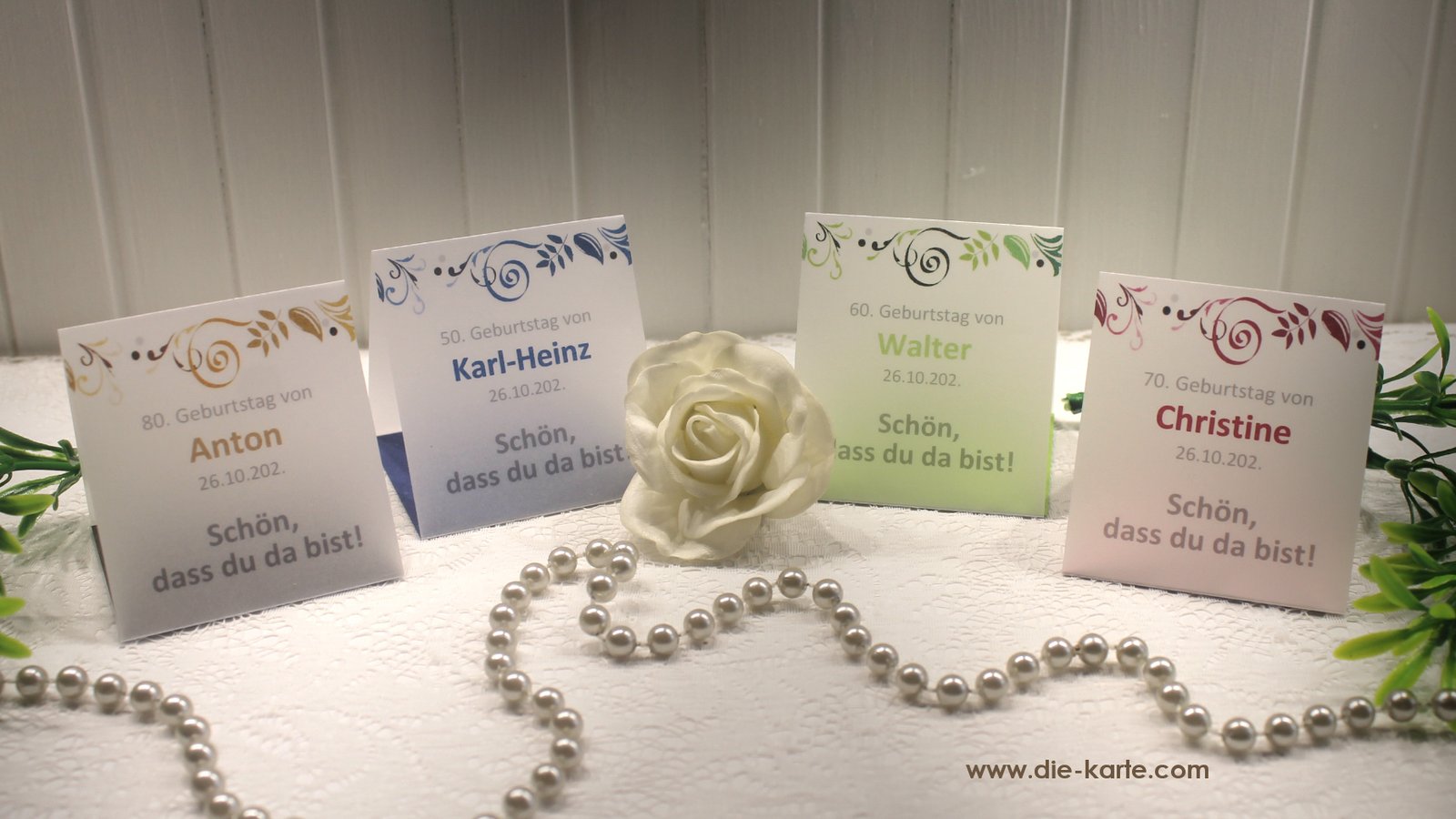 Gastgeschenk "Kleines GOODIE" zum Geburtstag, Pergament, Ornamente Schön dass du da bist, zum kleinen Preis! Design 904 OHNE Rocher Kugeln!!