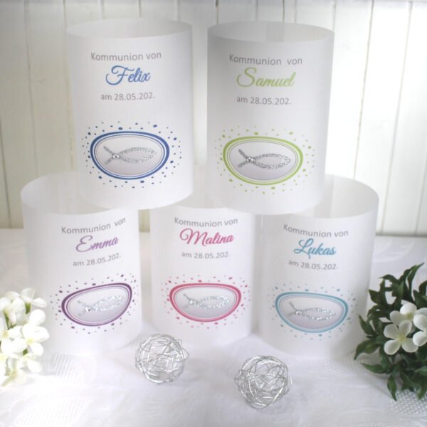 Lichthülle, Windlicht Pergament zur Konfirmation, Kommunion oder Taufe, zum kleinen Preis!! Design 904