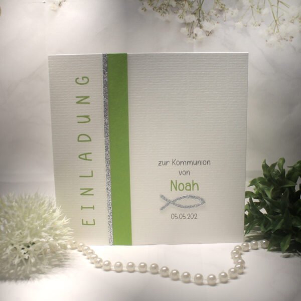 Bastelset DIY "grün" Einladung zur Konfirmation, Kommunion oder Taufe Design K18