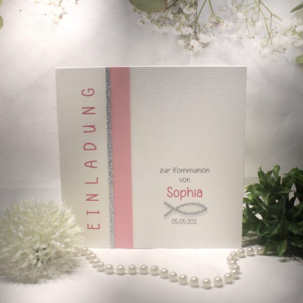 Bastelset DIY "rosa" Einladung zur Konfirmation, Kommunion oder Taufe Design K18