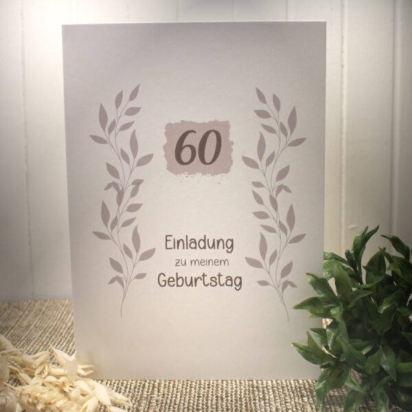 Einladungskarten 10 Stück mit "Blättern" zum Geburtstag incl. Umschlag & Einlegeblatt zum kleinen Preis! Design GE01