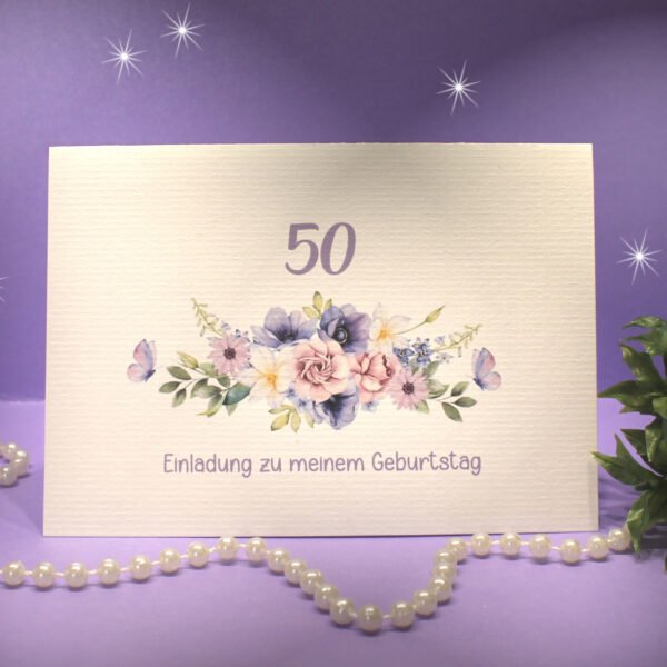 Einladungskarten 10 Stück mit "Blumenbuket" zum Geburtstag incl. Umschlag & Einlegeblatt zum kleinen Preis! Design GE02