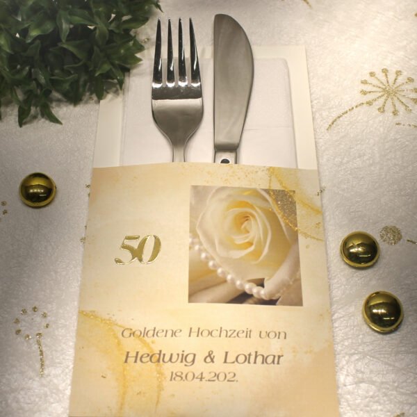 Bestecktasche zur goldenen Hochzeit "Rose" sehr edel Design GO06 BT