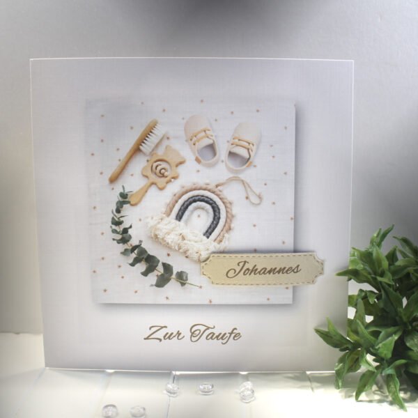 Glückwunschkarte zur Taufe oder Geburt mit Personalisierung und auf Wunsch als Geldgeschenk Design 150