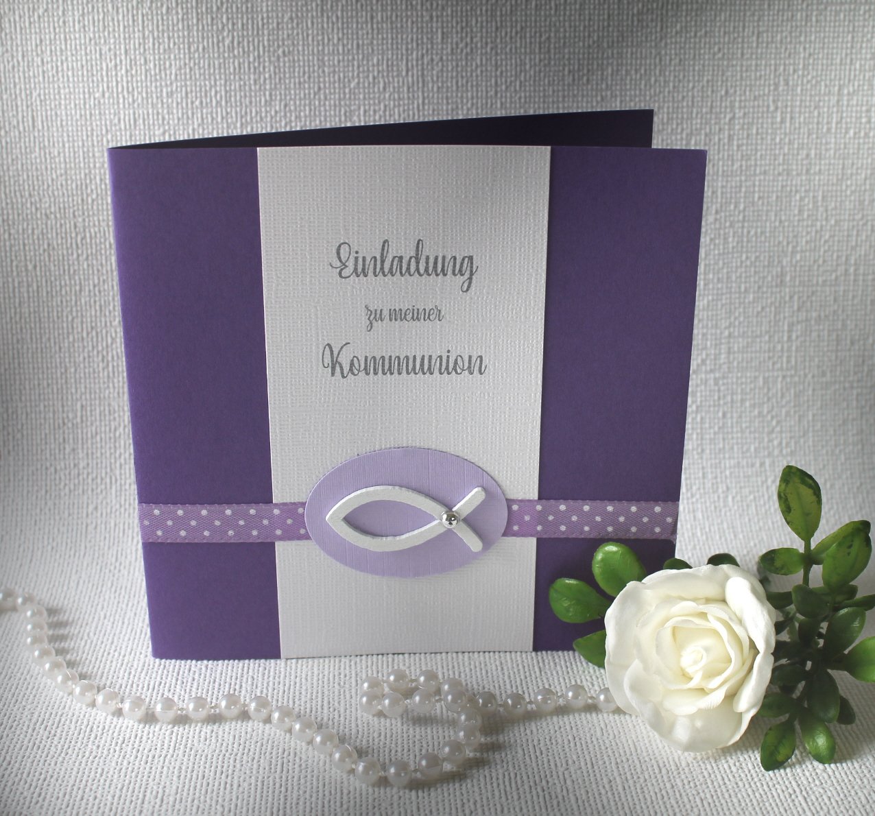 Bastelset DIY Einladung zur Konfirmation, Kommunion oder Firmung "lila" incl. Umschlag Design K11