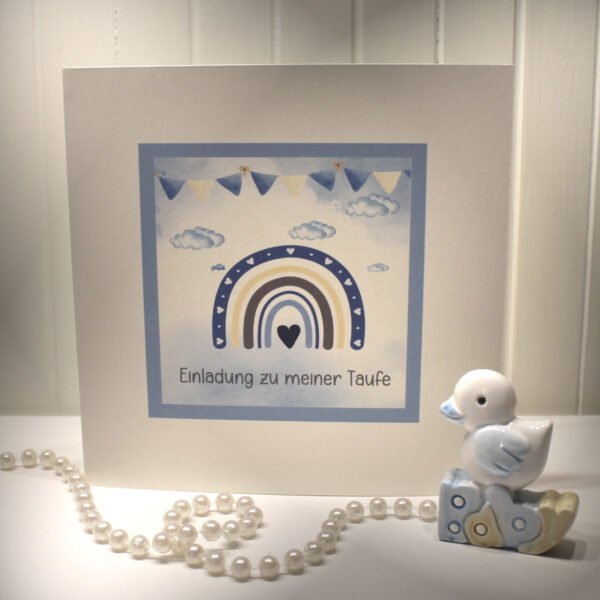 Einladungskarten 10 Stück "Regenbogen" für Ihre Taufe incl. Umschlag & Einlegeblatt zum kleinen Preis Design TA 07