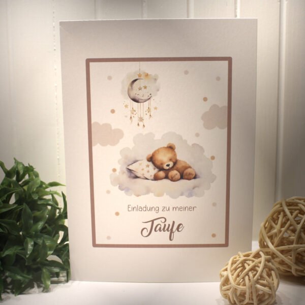 Einladungskarten 10 Stück "kleiner Bär" für Ihre Taufe incl. Umschlag & Einlegeblatt zum kleinen Preis Design TA 08