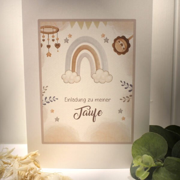 Einladungskarten 10 Stück "Boho" für Ihre Taufe incl. Umschlag & Einlegeblatt zum kleinen Preis Design TA 09