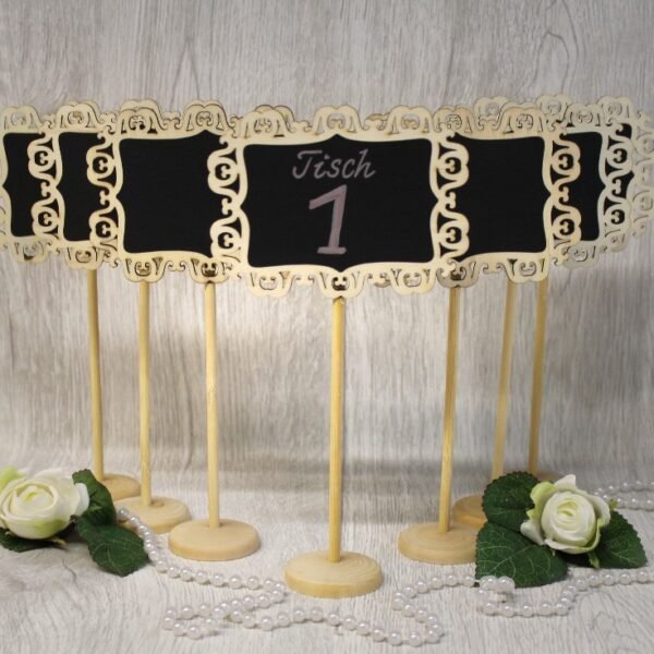 Tischnummern Ständer aus Holz 1 Stück ideal für Ihre Hochzeitsdekoration 35101