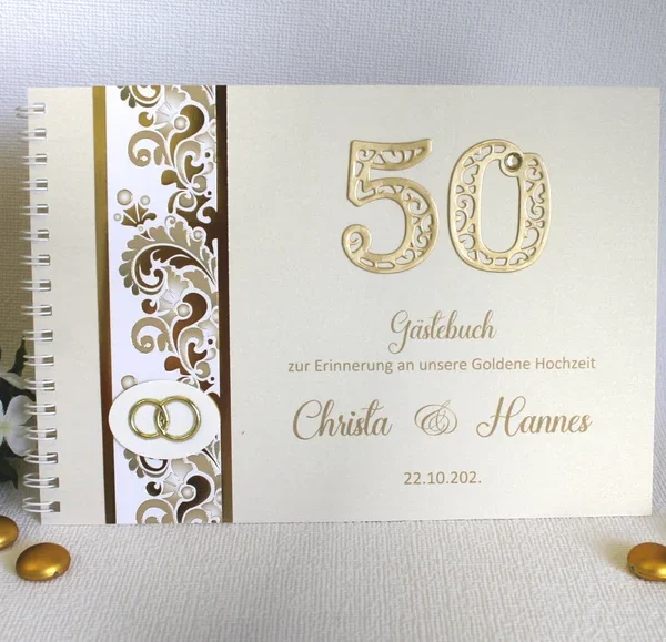 Gästebuch zur Goldenen Hochzeit "50" zum kleinen Preis Design 12813