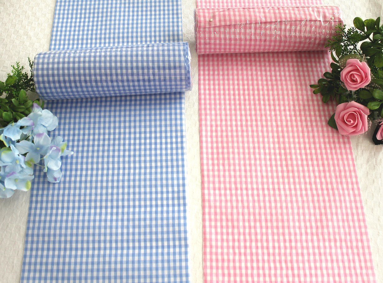 Karo Tischläufer in rosa oder hellblau, 20cm x 10mtr. zum TOP PREIS!! Verkauf solange Vorrat!!