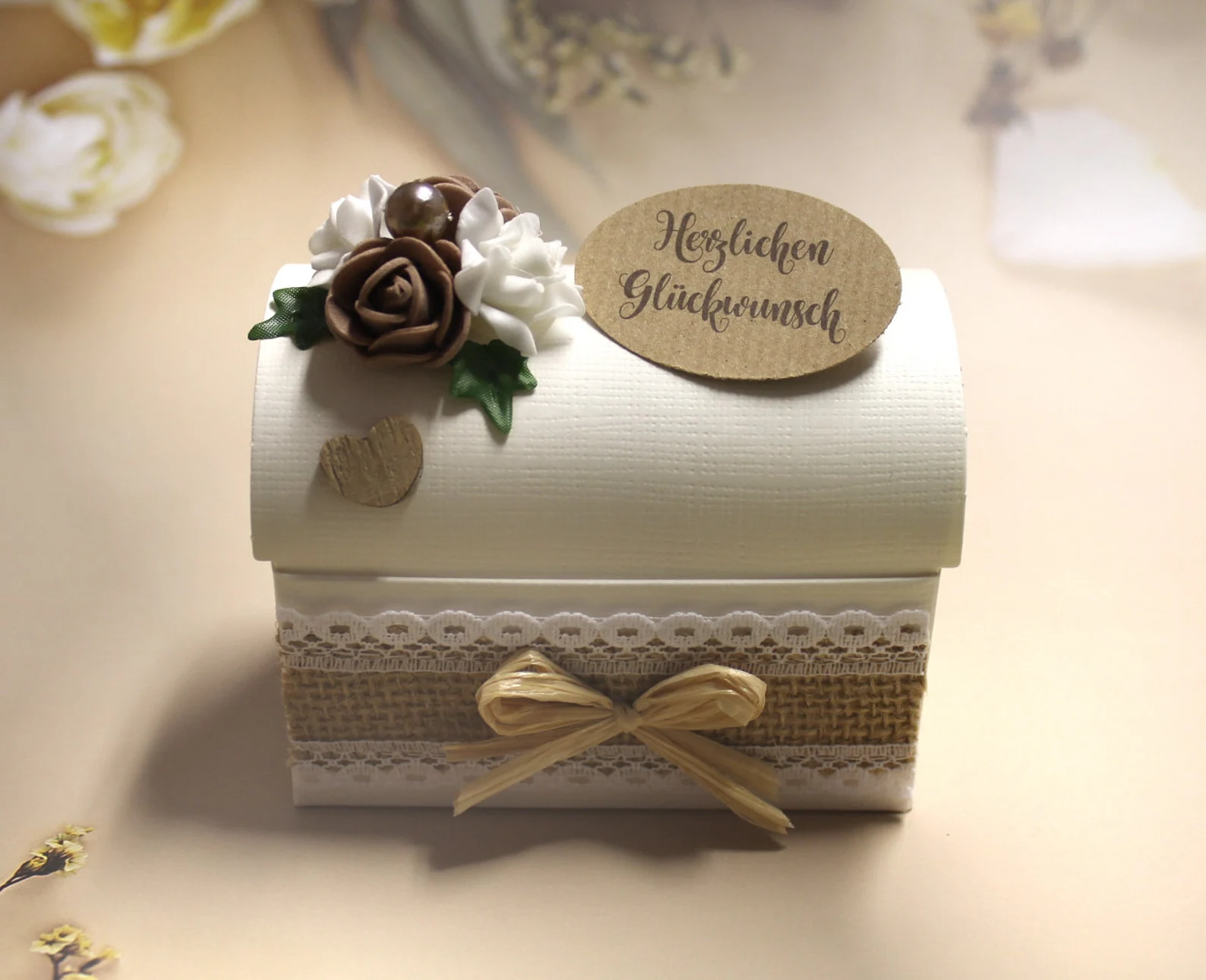 Geldgeschenk "rustikal" mit Blüte zum Geburtstag, zum kleinen Preis!! Design 515