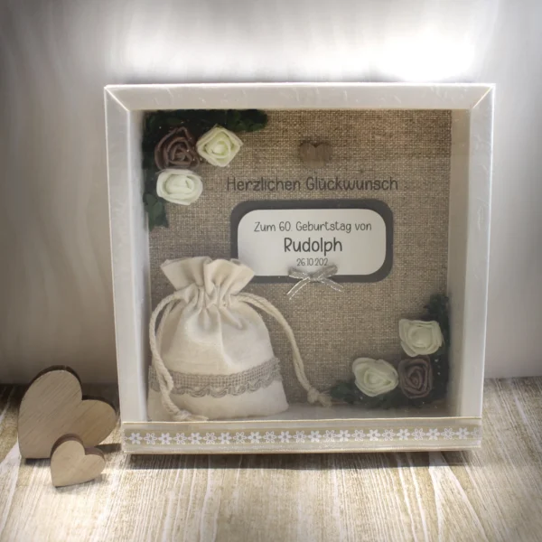 Geschenkschachtel als Rahmen zum "Geburtstag" mit transparentem Schiebedeckel, hochwertige Qualität Design 8009